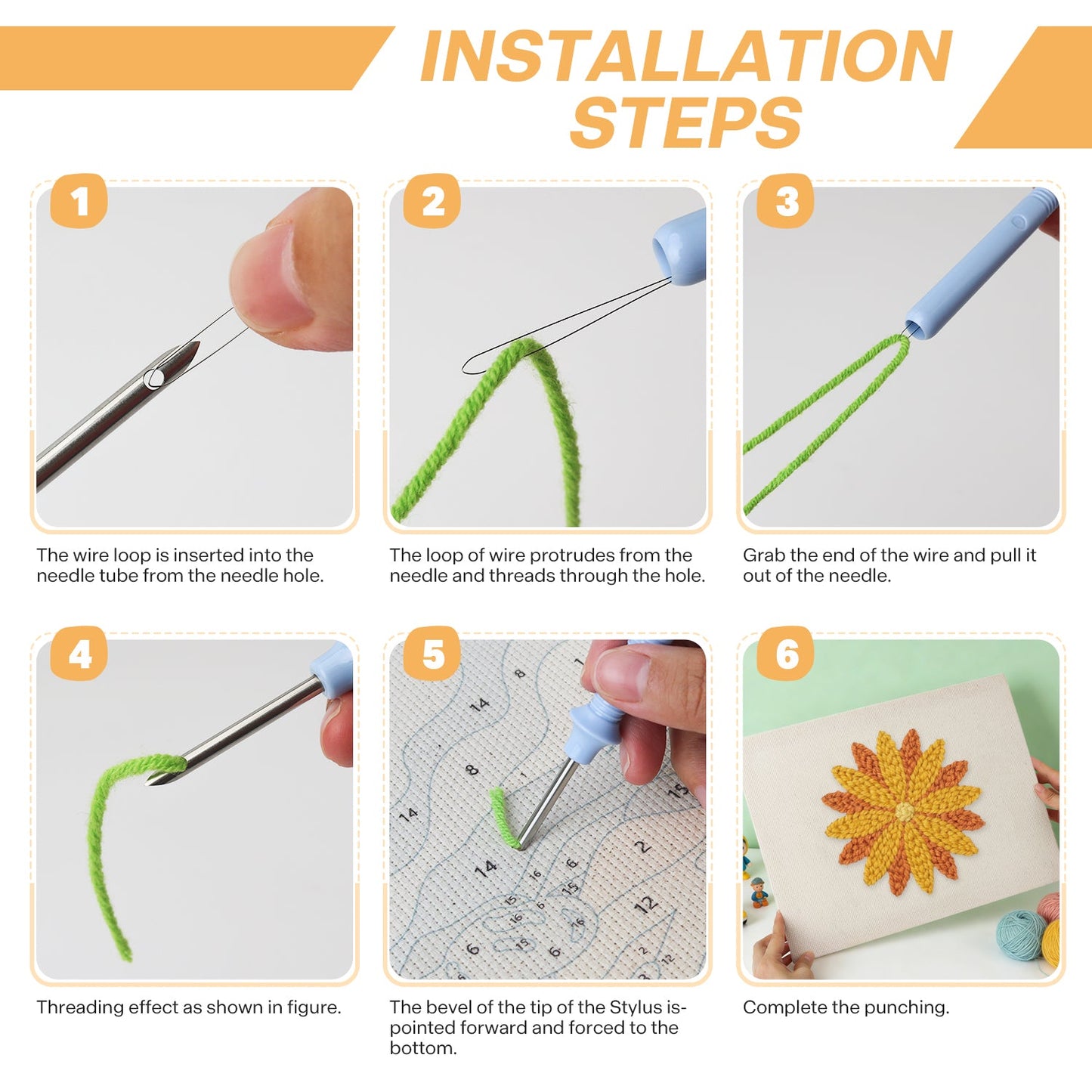 Yellow Sunflower - Punch Needle
