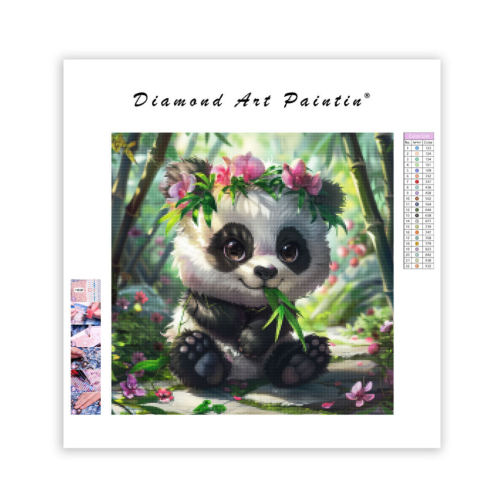 Bamboo Flower Panda - Diamond Painting