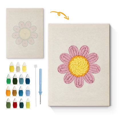 Pink Daisy - Punch Needle
