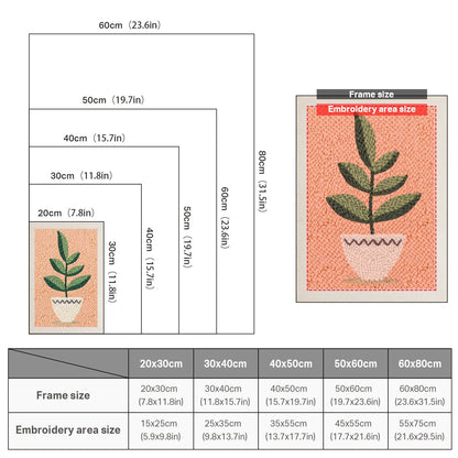 Green Plant in Pot - Punch Needle
