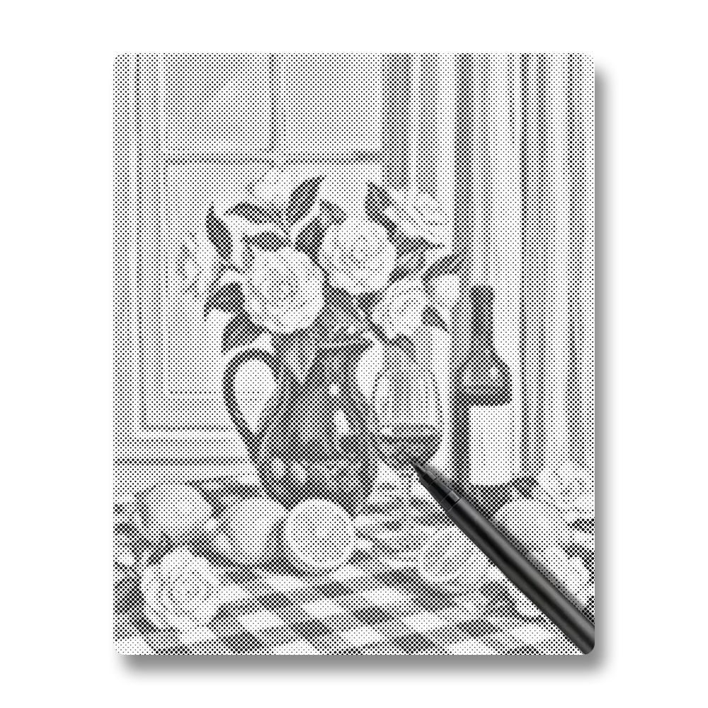 A Cozy Table - Dot Painting
