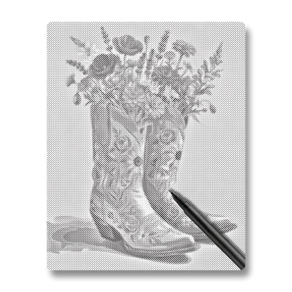 Boots and Blooms - Dot Painting