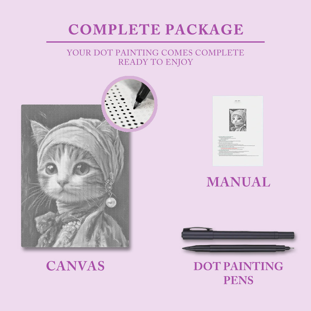 Cat with Pearl Earring - Dot Painting