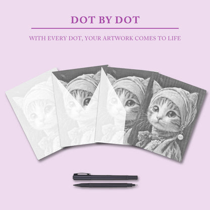 Cat with Pearl Earring - Dot Painting