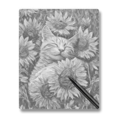 Cat with Sunflowers - Dot Painting