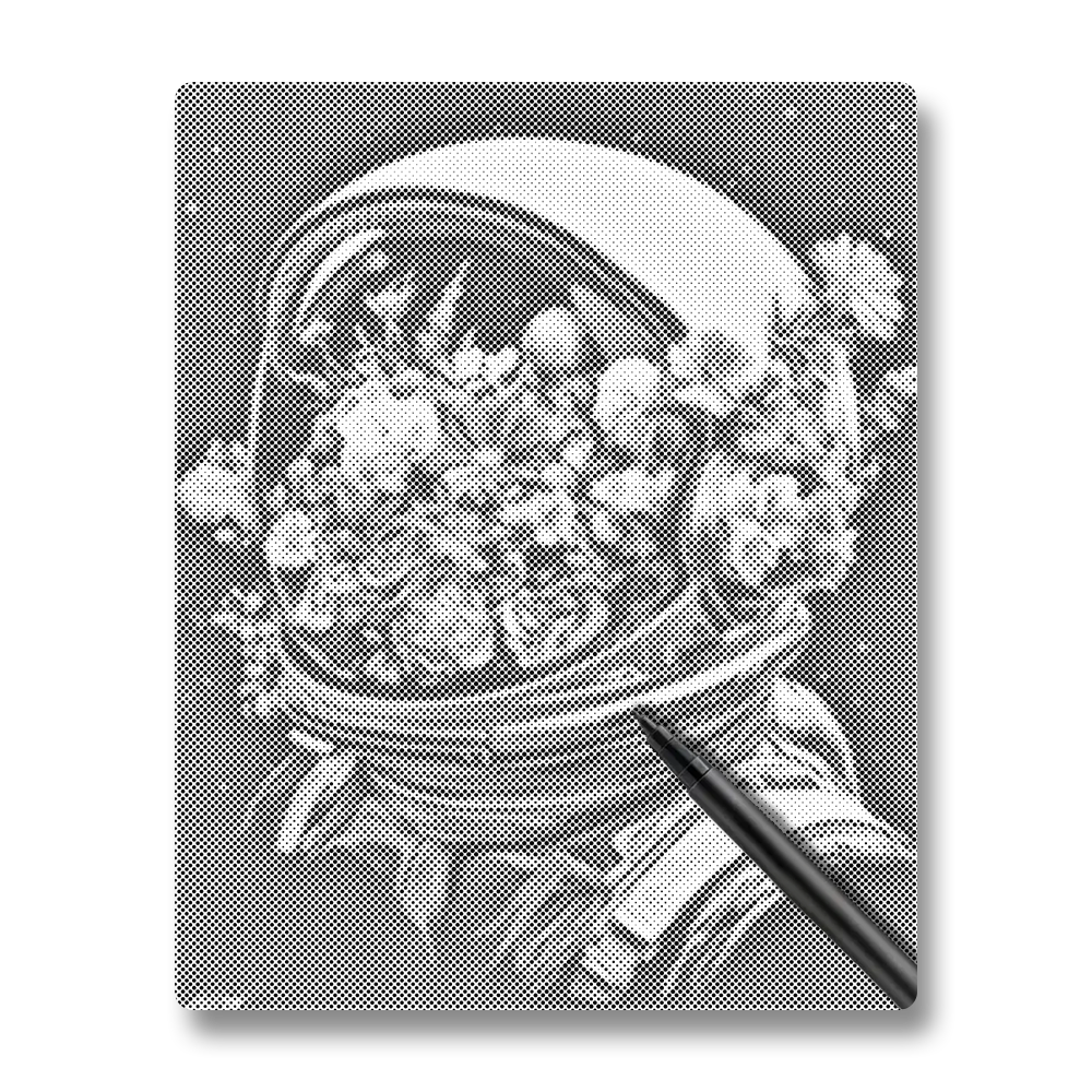 Flower-Filled Space Helmet - Dot Painting