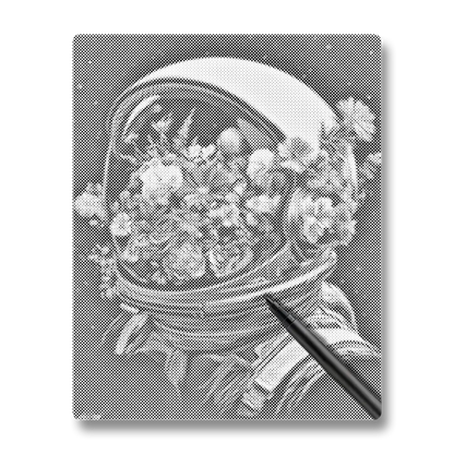 Flower-Filled Space Helmet - Dot Painting