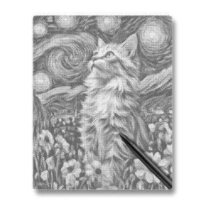 Starry Night Cat - Dot Painting
