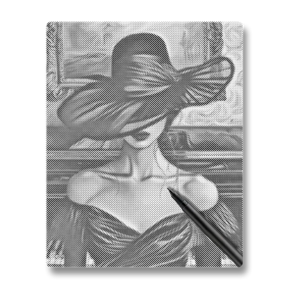 Woman by Grand Piano - Dot Painting