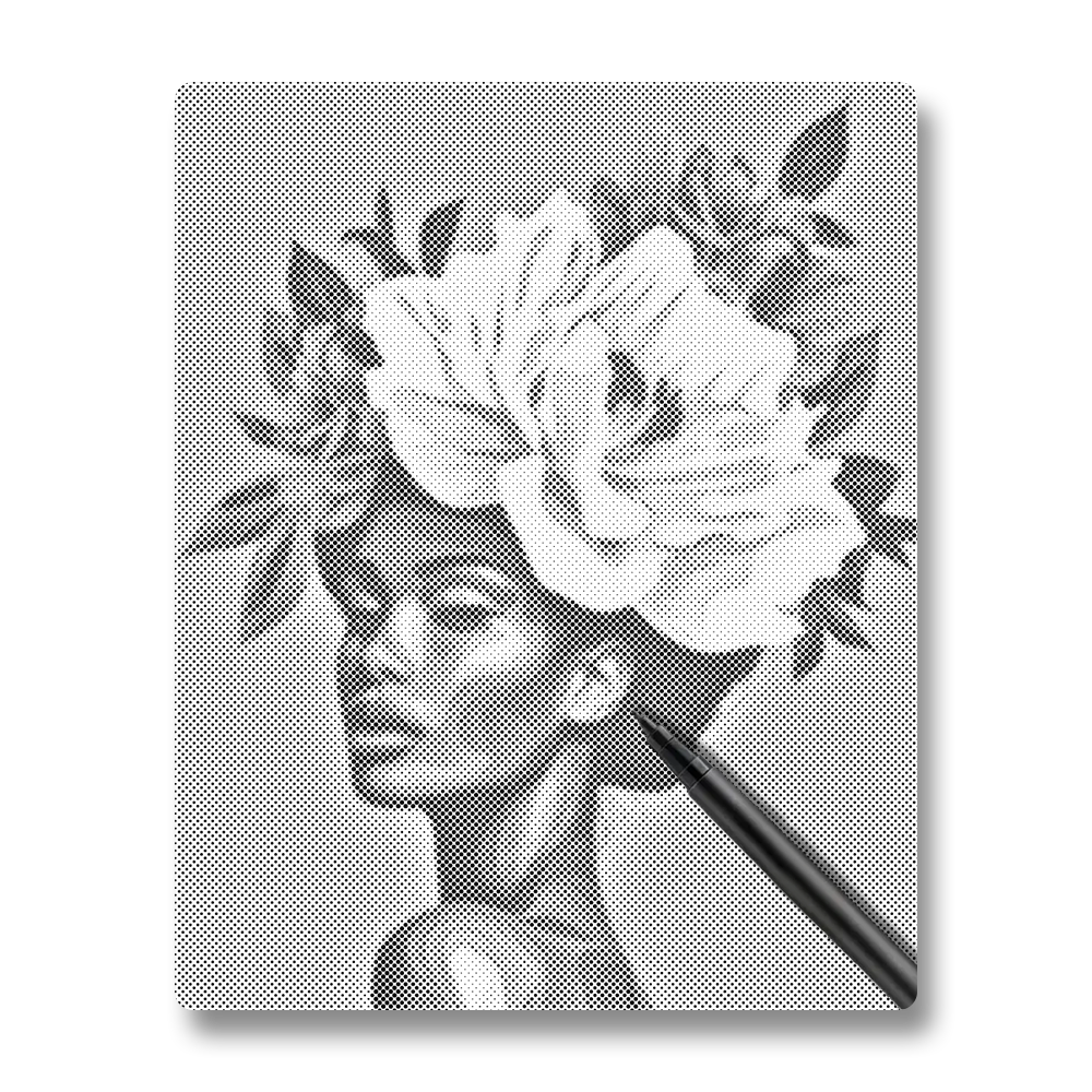 woman with flower hair - Dot Painting