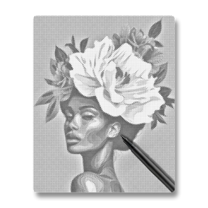 woman with flower hair - Dot Painting