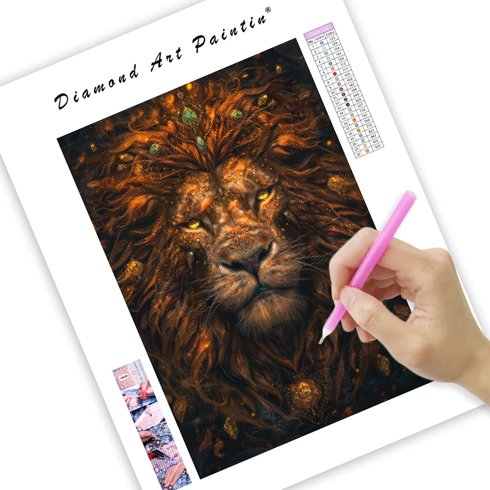 Amber Lion - Diamond Painting