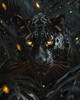 Luminous golden eye design rendered in sparkling diamond art