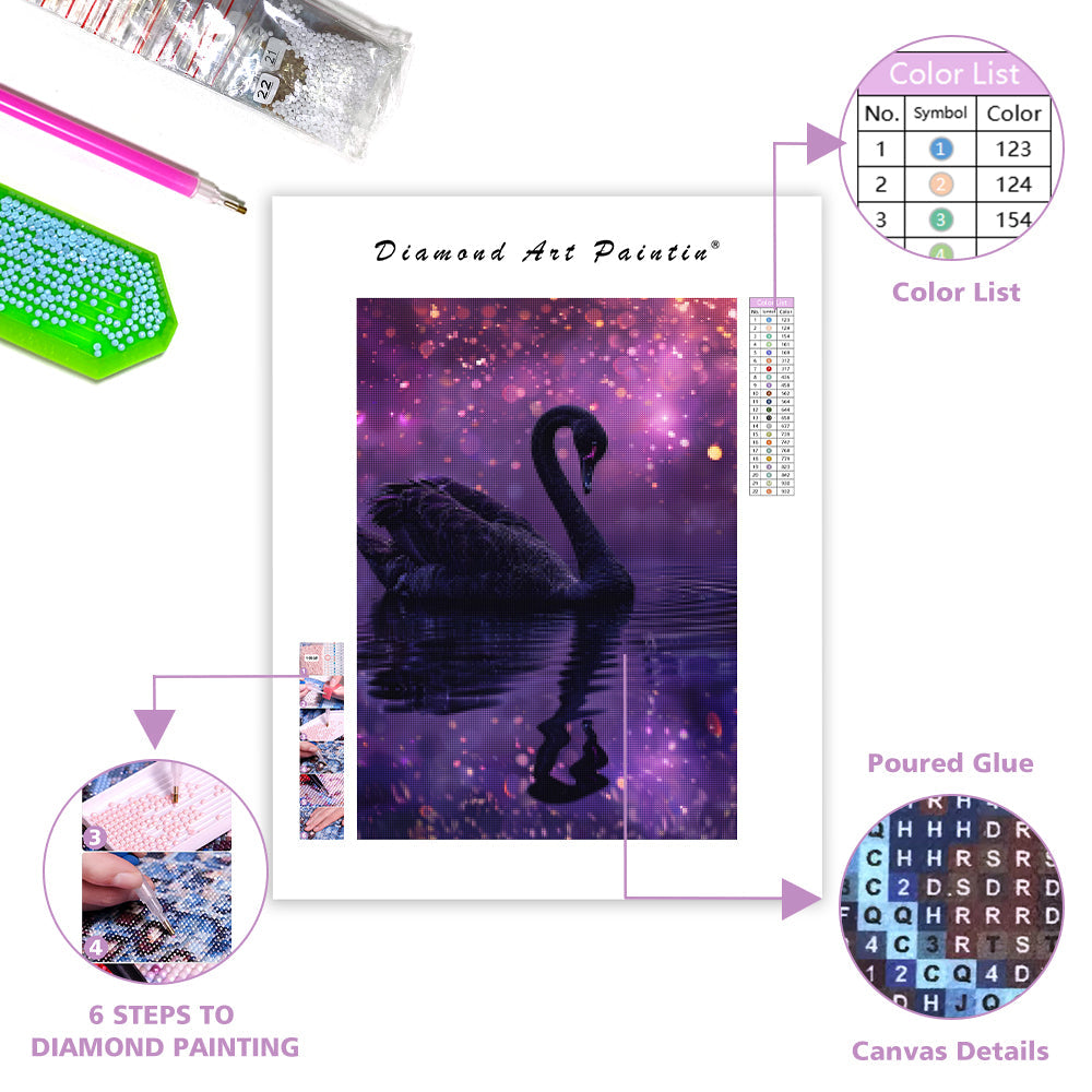 Obsidian Swan - Diamond Painting