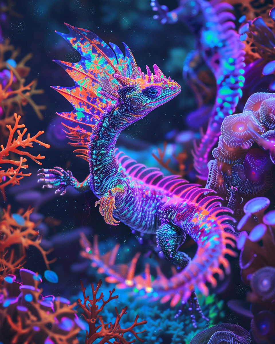 Fantasy dragon with luminous opal scales in diamond painting art