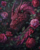 Dragon entwined with roses and thorns in diamond painting art