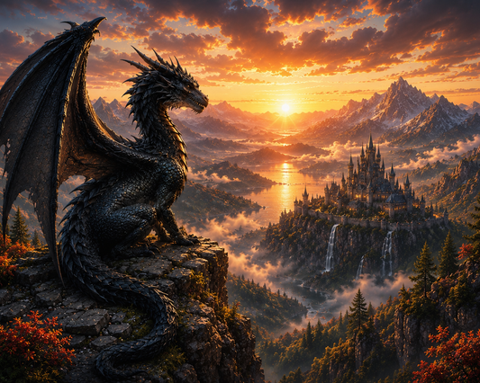 Dragon on the Cliff - Diamond Painting