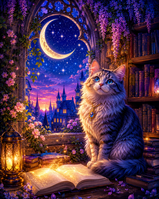Moonlit Cat - Diamond Painting