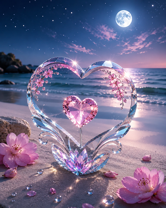 Moonlit Crystal Heart - Diamond Painting