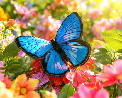 Blue Butterfly Flower - Diamond Painting