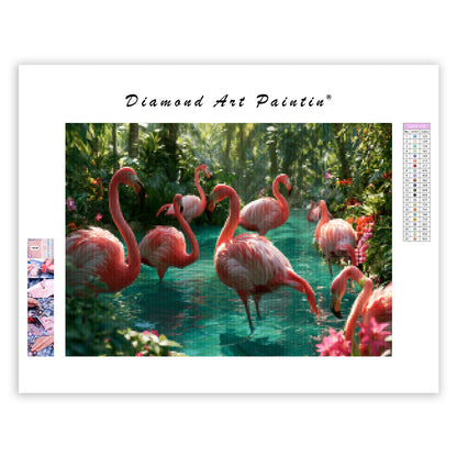 Flamingo Paradise - Diamond Painting