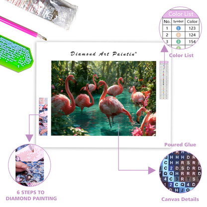 Flamingo Paradise - Diamond Painting
