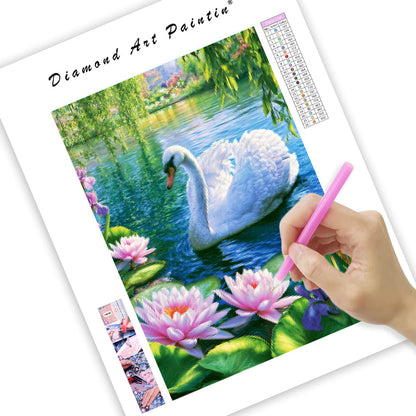 Floral Swan - Diamond Painting