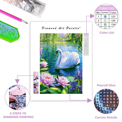 Floral Swan - Diamond Painting