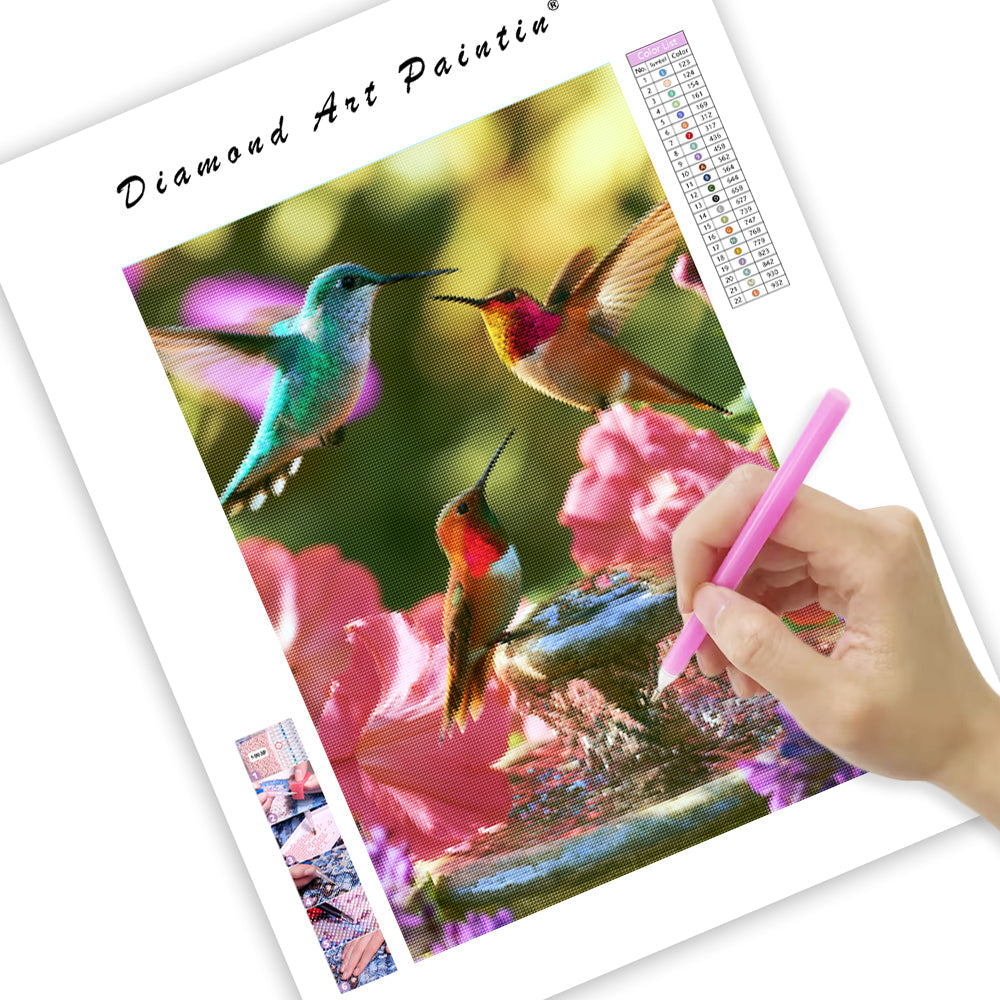 Hummingbird Fountain - Diamond Painting