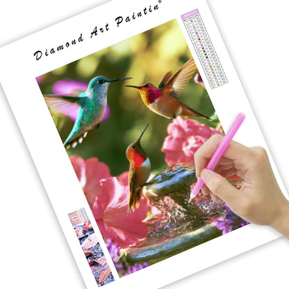 Hummingbird Fountain - Diamond Painting