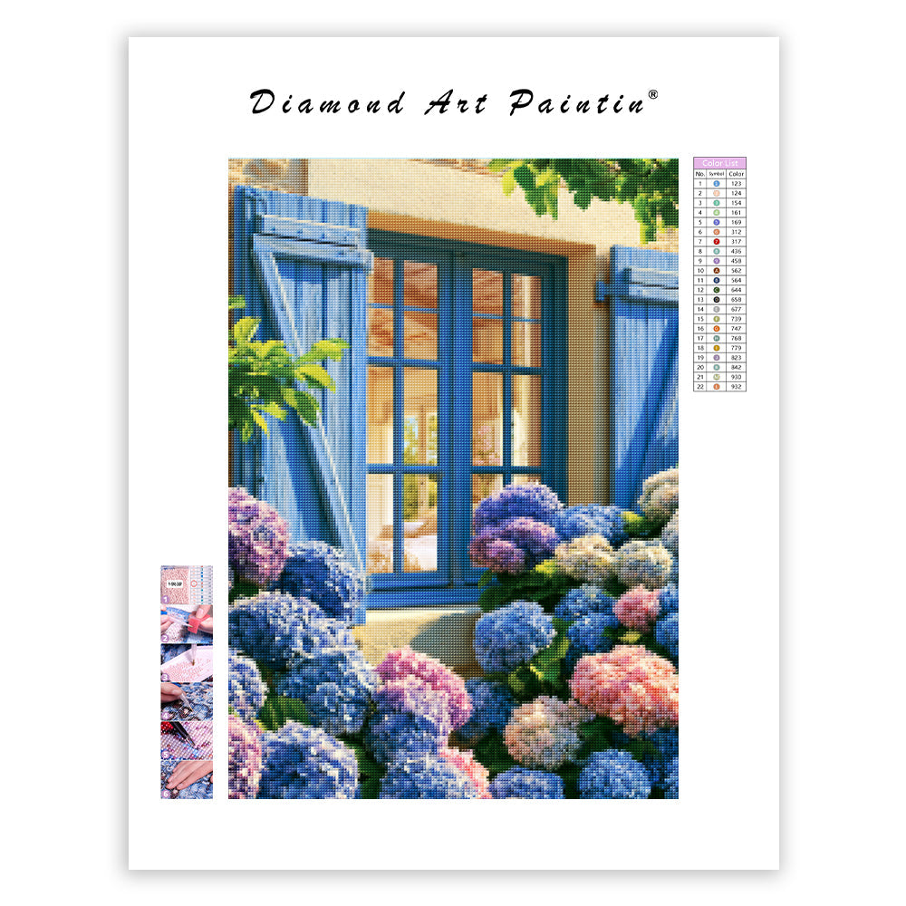 Hydrangea Window - Diamond Painting