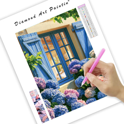 Hydrangea Window - Diamond Painting