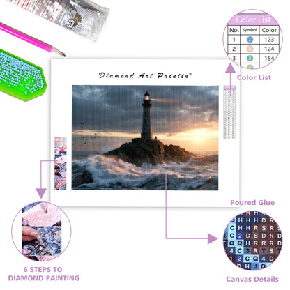 Ocean Cliff Lighthouse - Diamond Painting