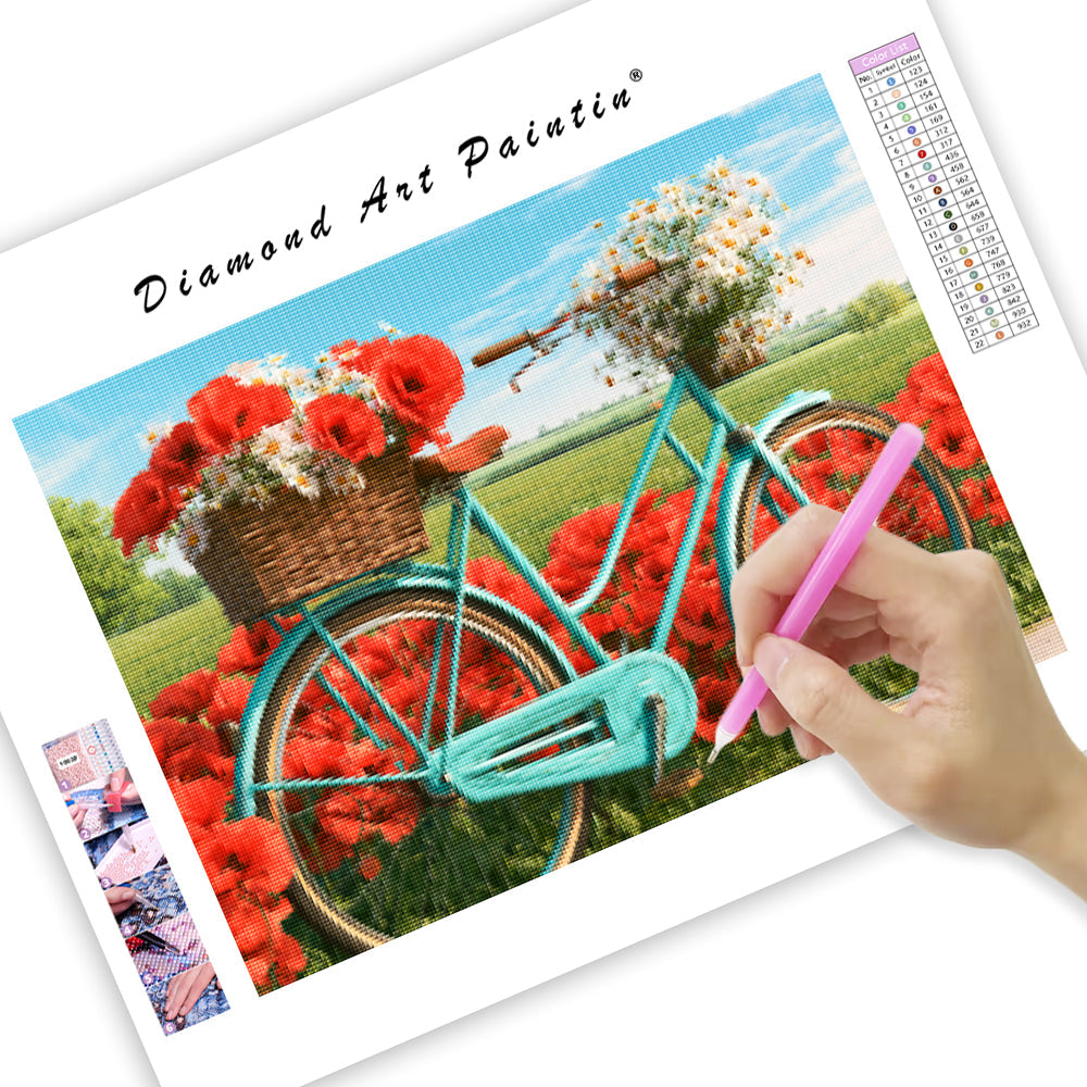 Poppy Bicycle - Diamond Painting