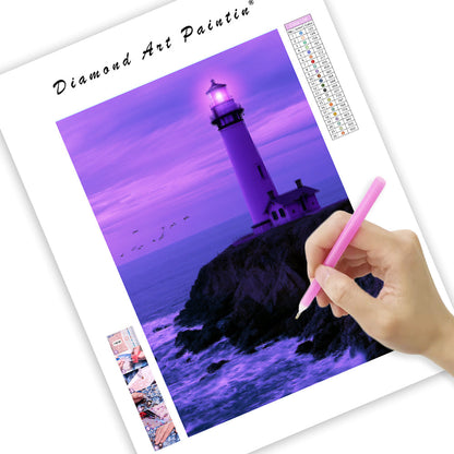 Purple Lighthouse - Diamond Painting