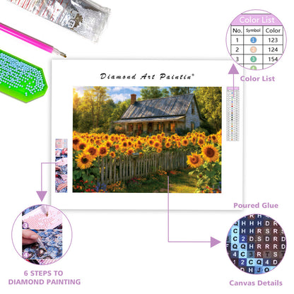 Sunflower Cottage - Diamond Painting