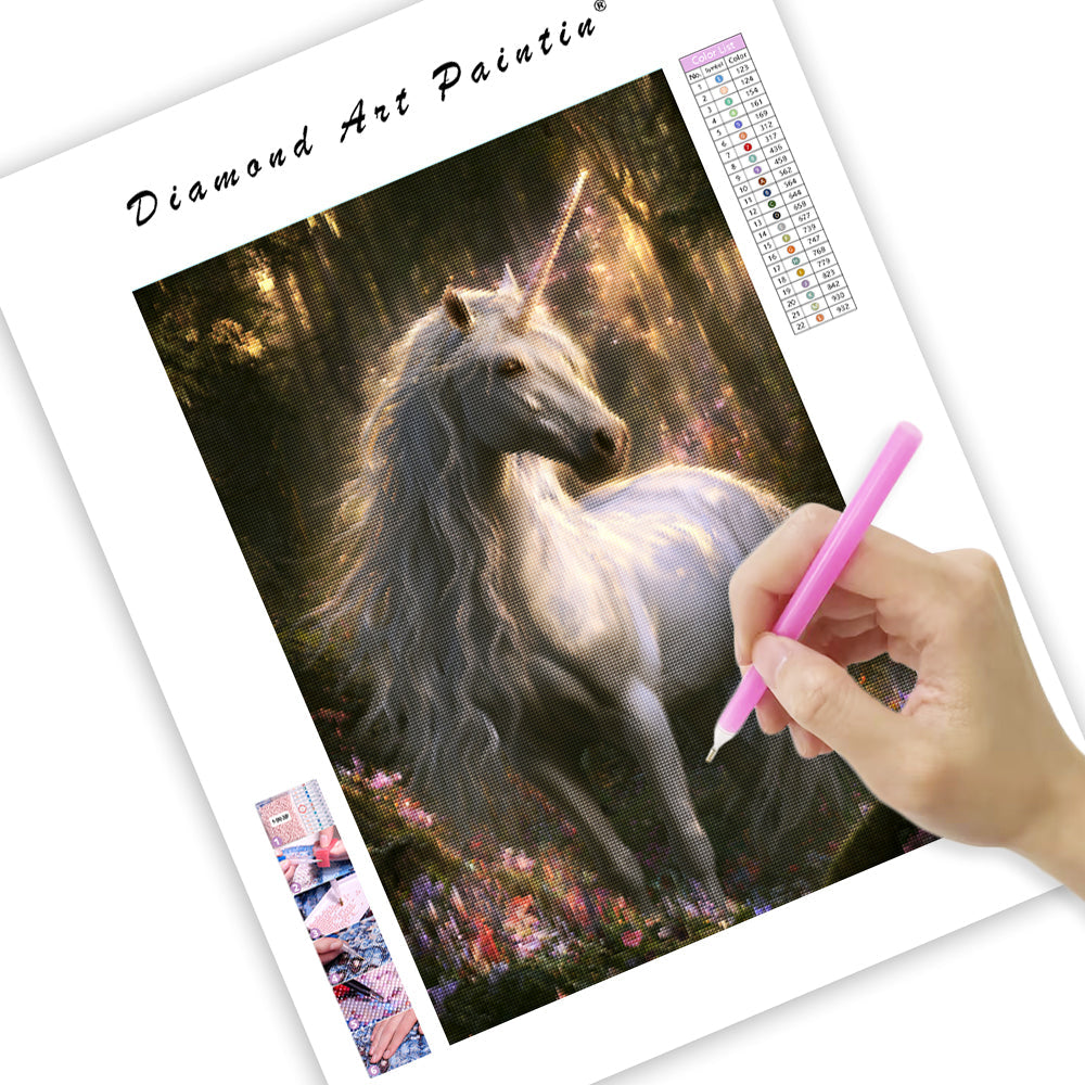 White Unicorn - Diamond Painting