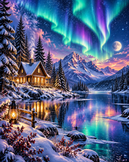 Aurora Lakeside - Diamond Painting