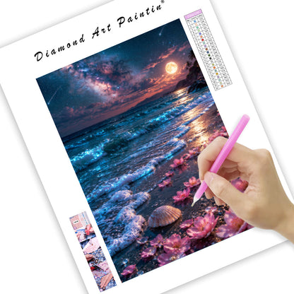 Fluorescent Beach - Diamond Painting
