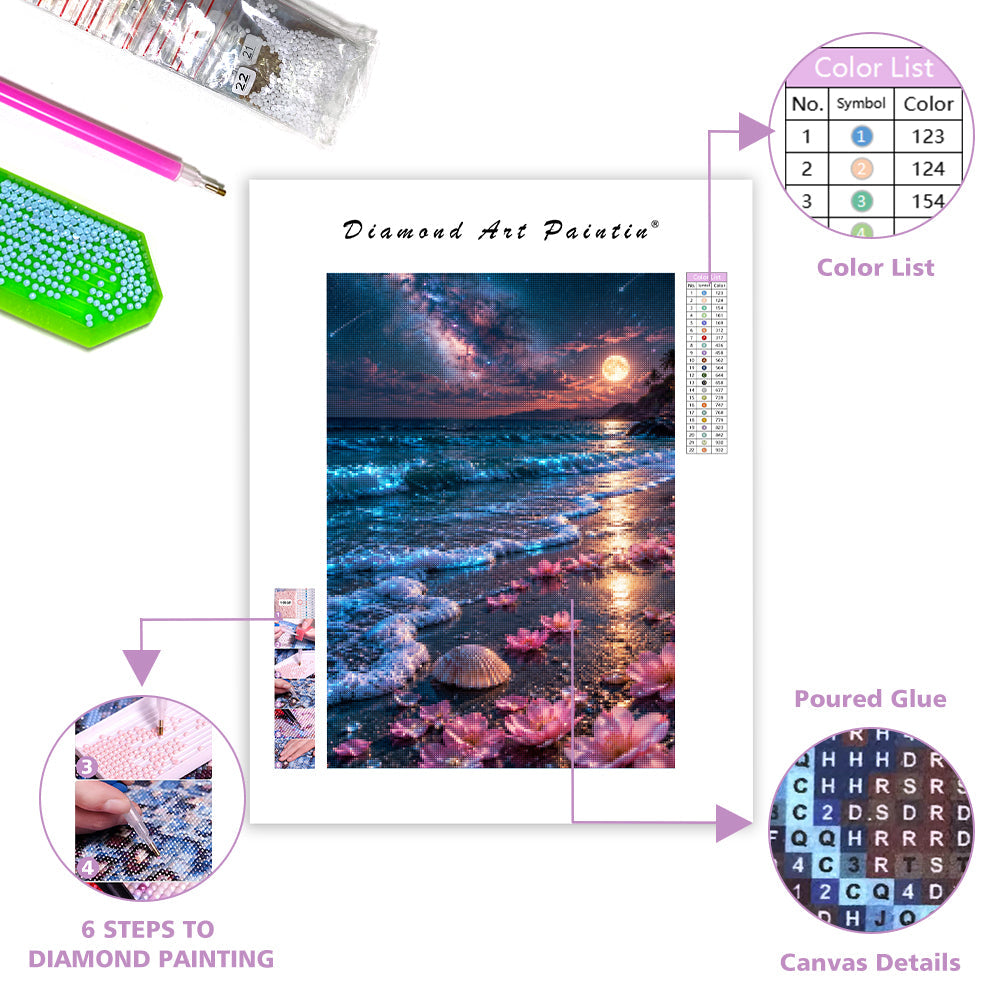 Fluorescent Beach - Diamond Painting