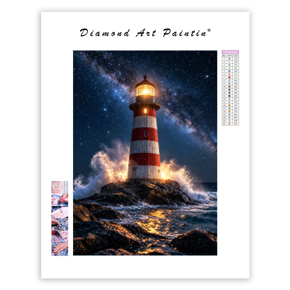 Lighthouse Beneath the Milky Way - Diamond Painting