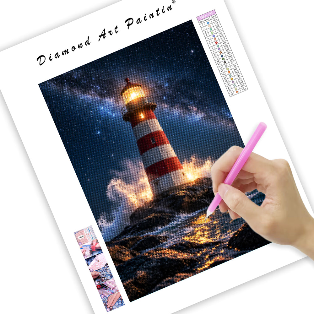 Lighthouse Beneath the Milky Way - Diamond Painting