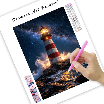 Lighthouse Beneath the Milky Way - Diamond Painting