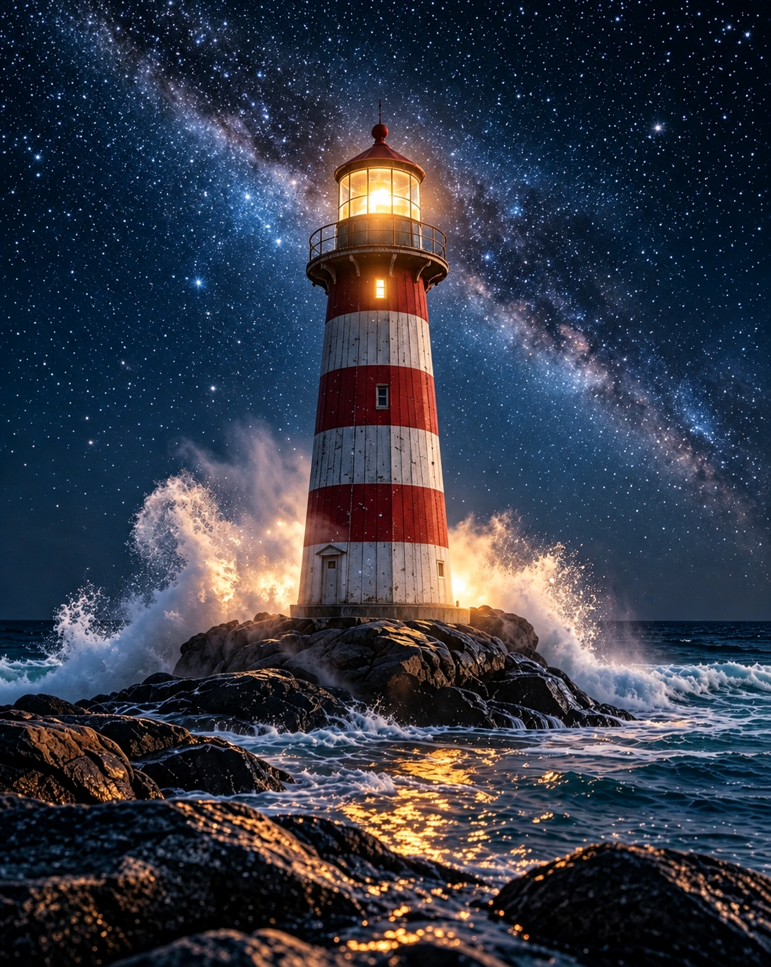 Lighthouse Beneath the Milky Way - Diamond Painting