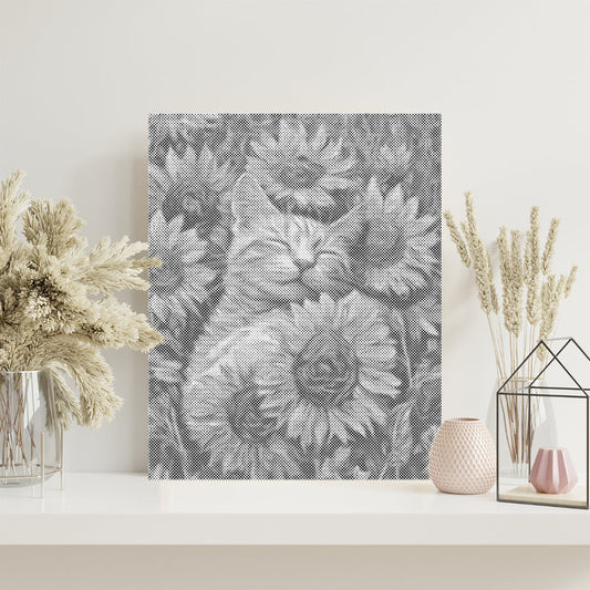 Cat with Sunflowers - Dot Painting