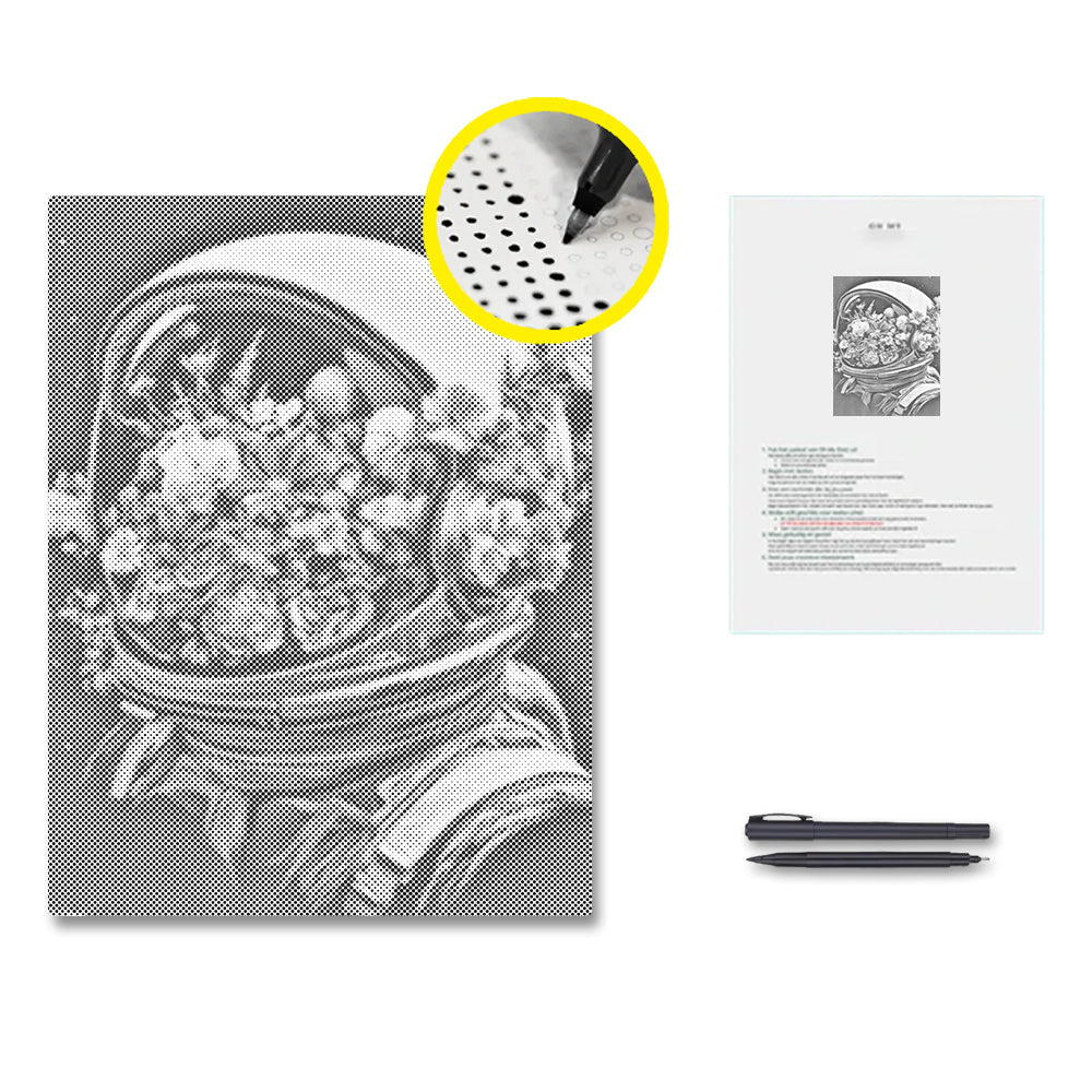 Flower-Filled Space Helmet - Dot Painting