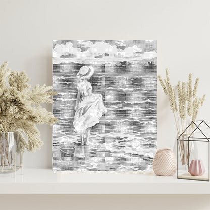 Girl on Beach - Dot Painting