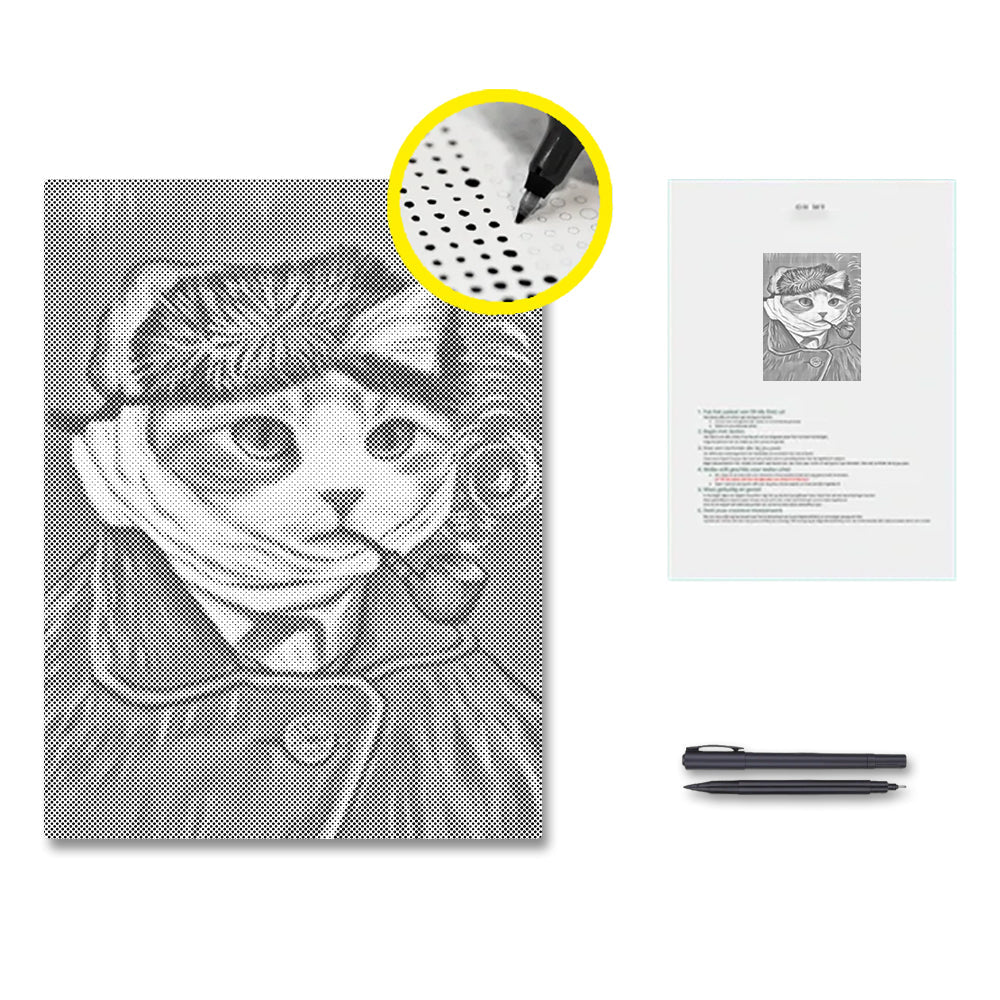 Self-Portrait of Cat - Dot Painting