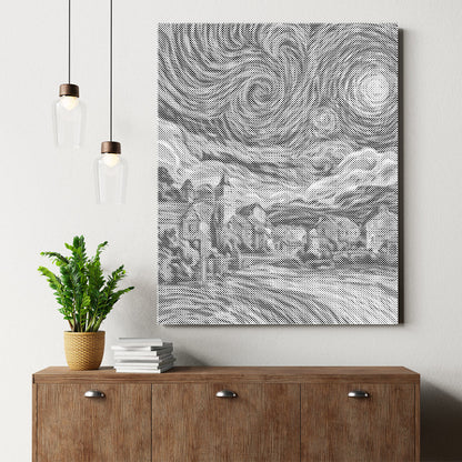 Starry Night Village - Dot Painting