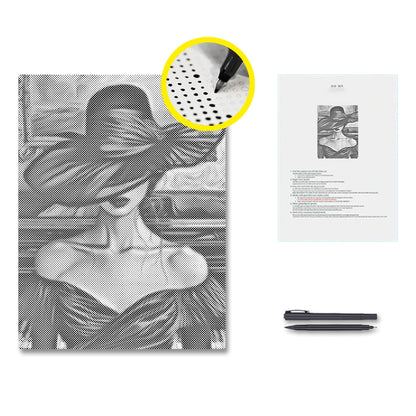 Woman by Grand Piano - Dot Painting